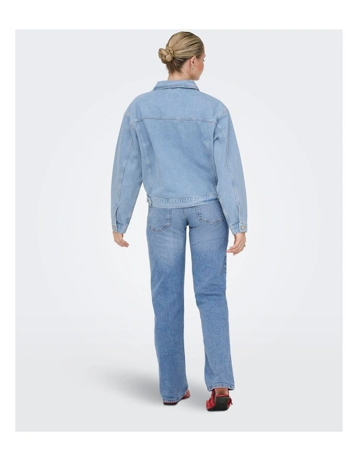 Harper Boxy Denim Jacket in Light Blue image 5