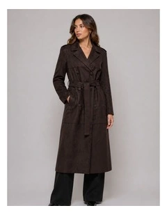 Bine Life Faux Suede Trenchcoat in Brown