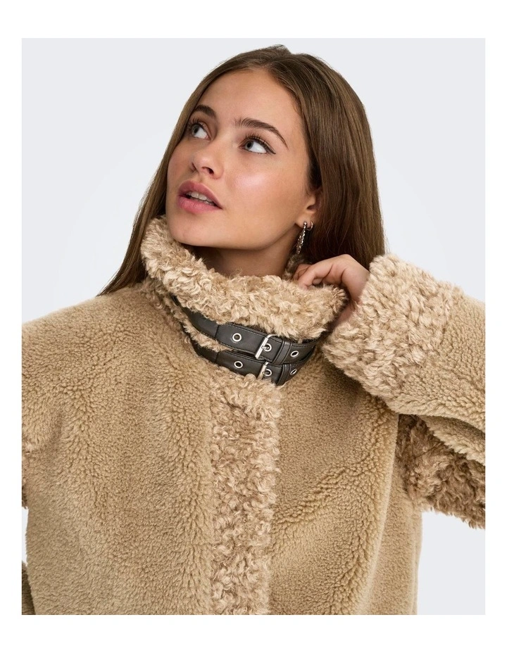 Koko Life Teddy Mix Jacket in Beige image 2