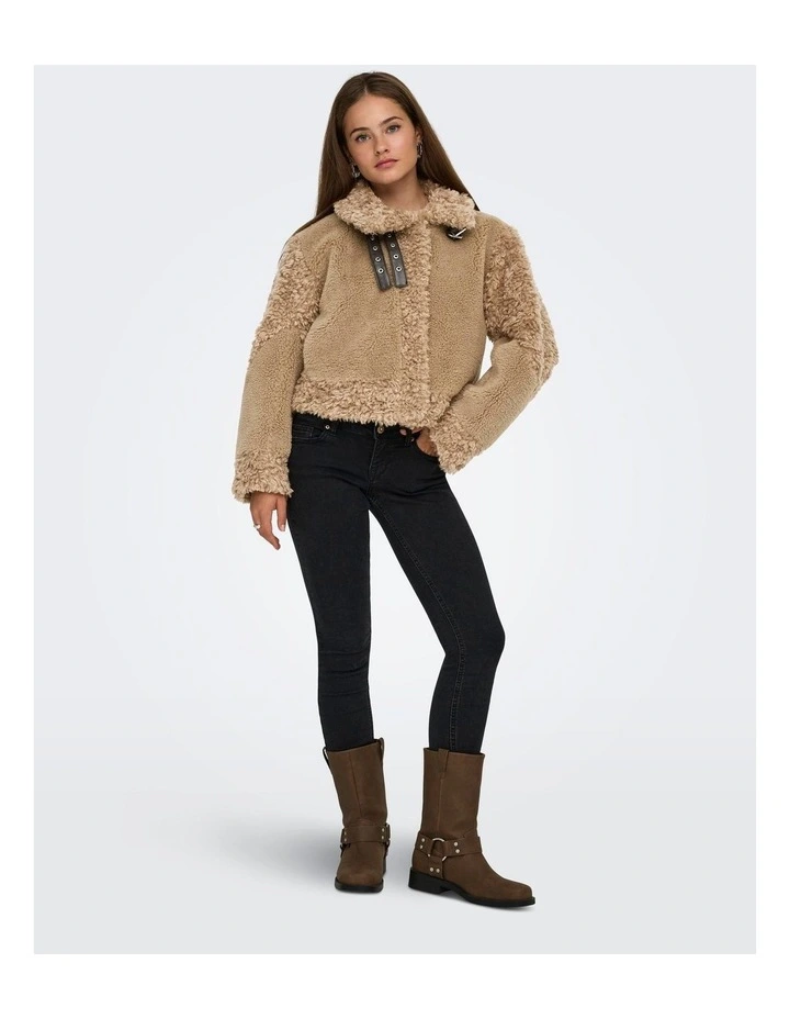 Koko Life Teddy Mix Jacket in Beige image 4