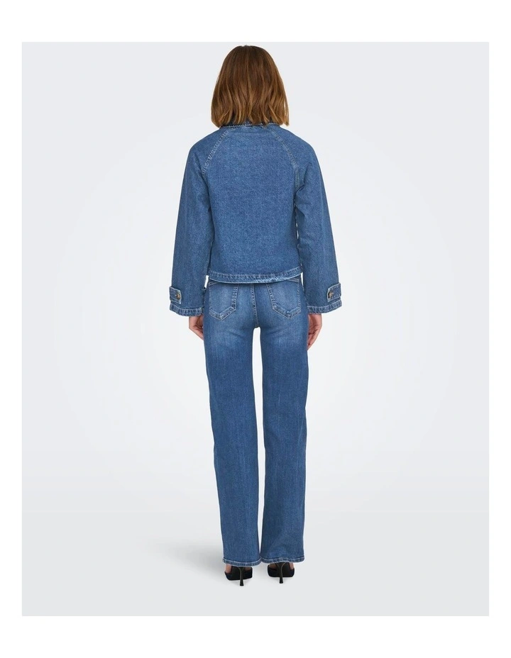 April Short Denim Trench in Mid Blue Denim image 5