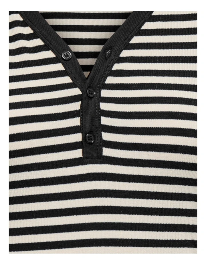 Elene Long Sleeve Stripe Top in Black image 3