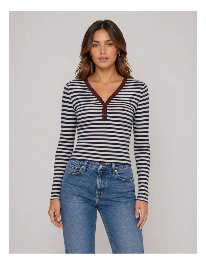 Elene Long Sleeve Stripe Top in Multi image 1
