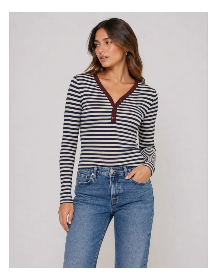 Elene Long Sleeve Stripe Top in Multi image 2