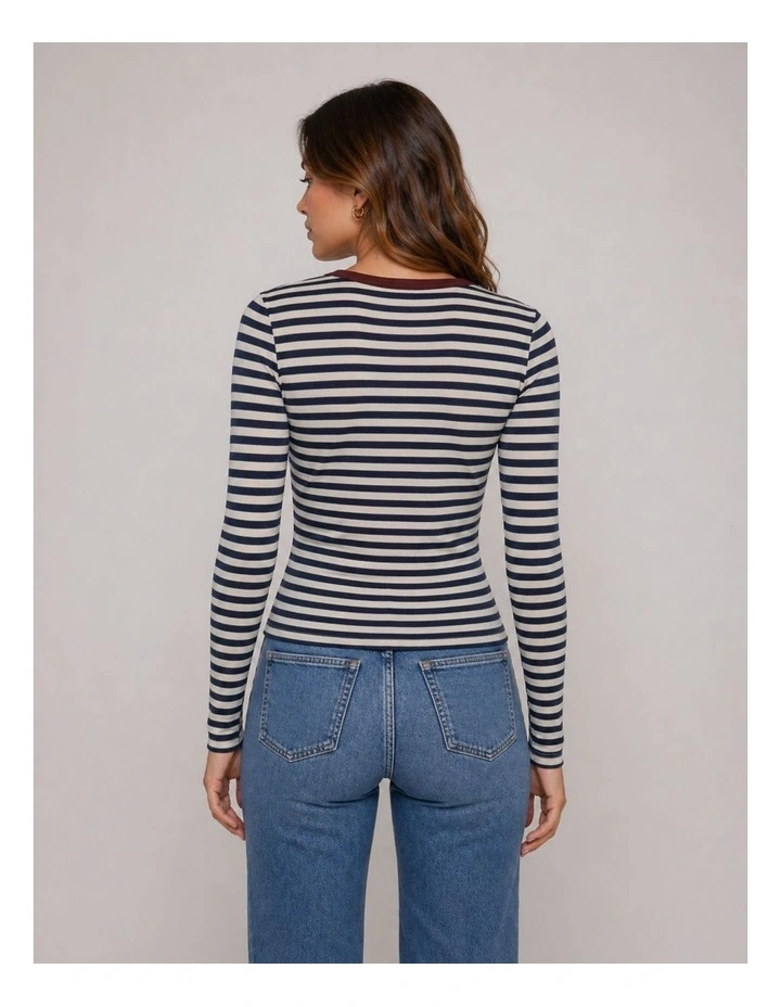 Elene Long Sleeve Stripe Top in Multi image 3
