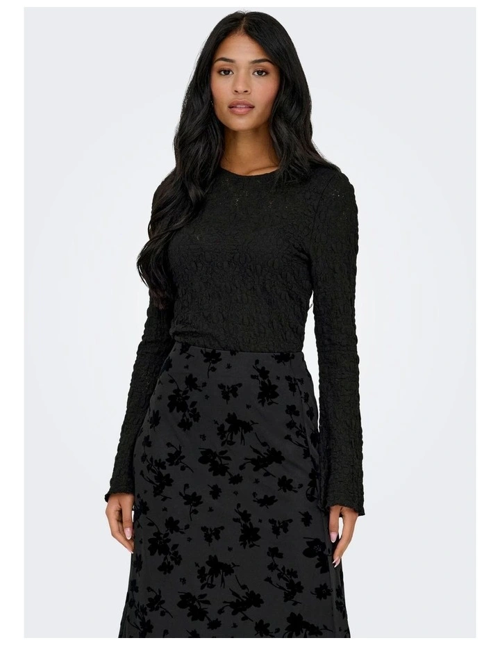 Giavanna Lace Long Sleeve Top in Black image 5
