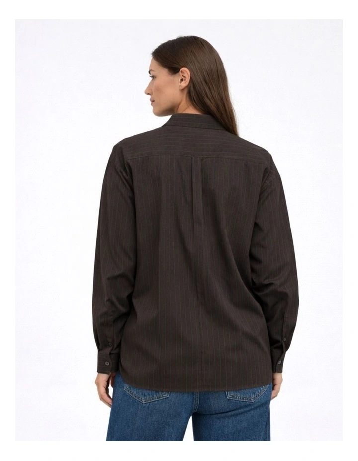 Frida Striped Slit Shirt in Brown image 2