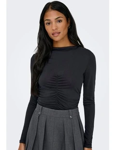 Hannah Ruching Top in Black