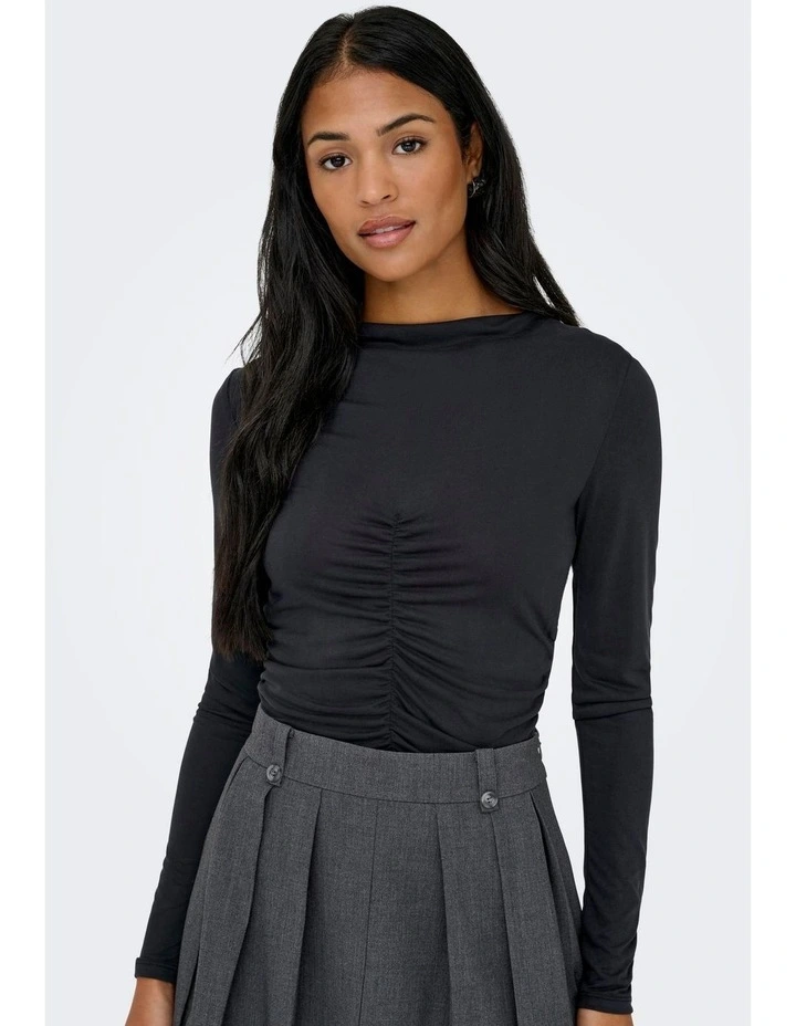 Hannah Ruching Top in Black image 1