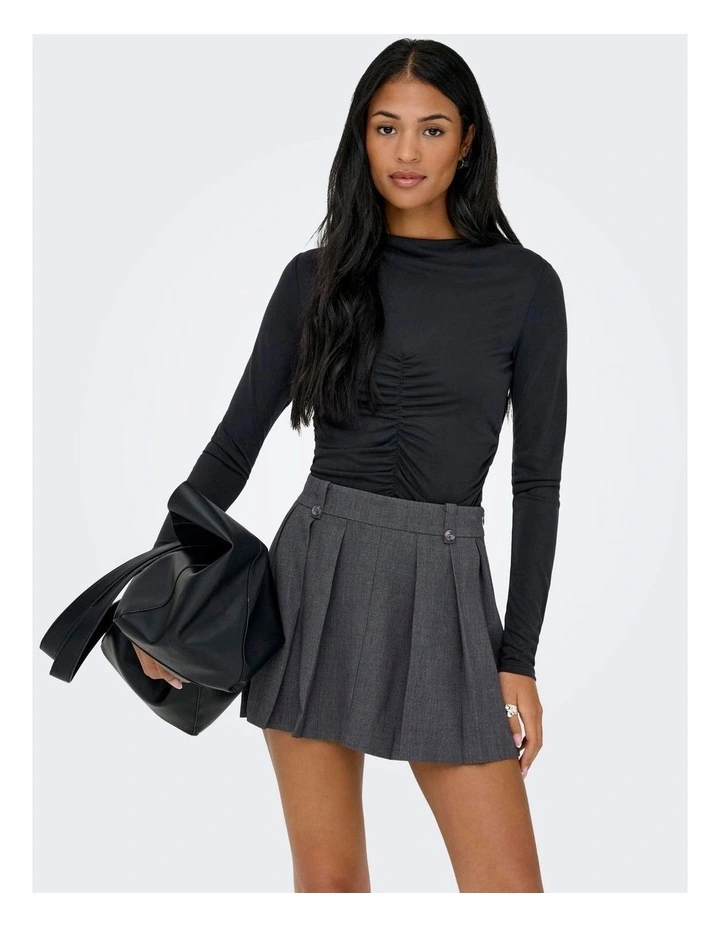 Hannah Ruching Top in Black image 5