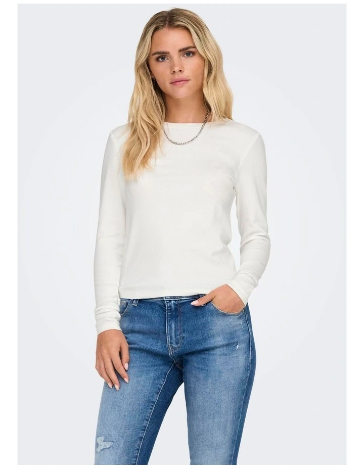 Riley Long Sleeve Top in Ecru image 1