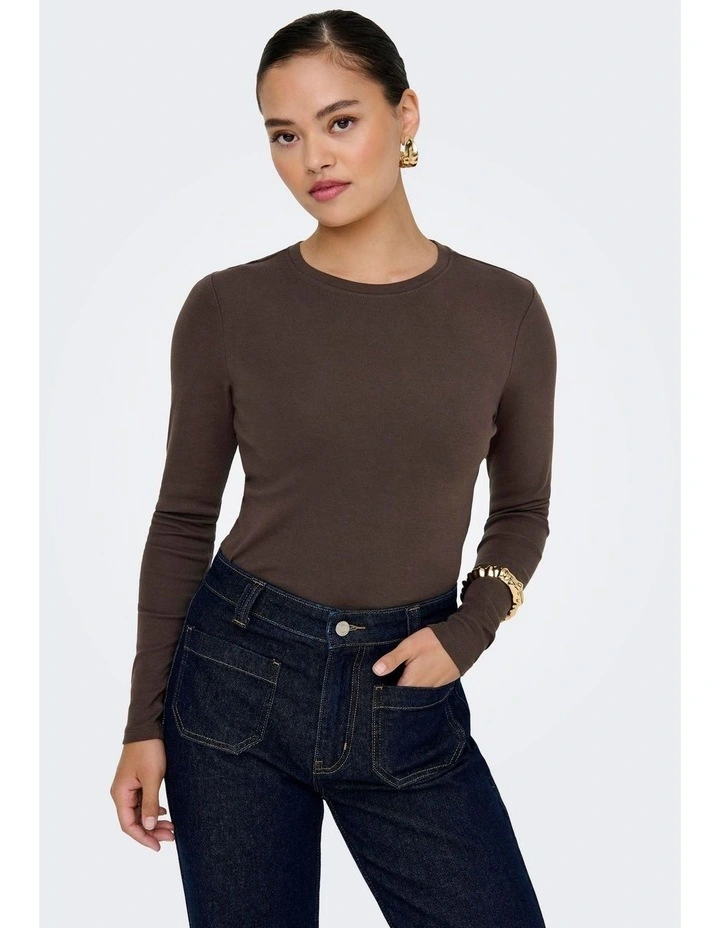 Riley Long Sleeve Top in Brown image 1