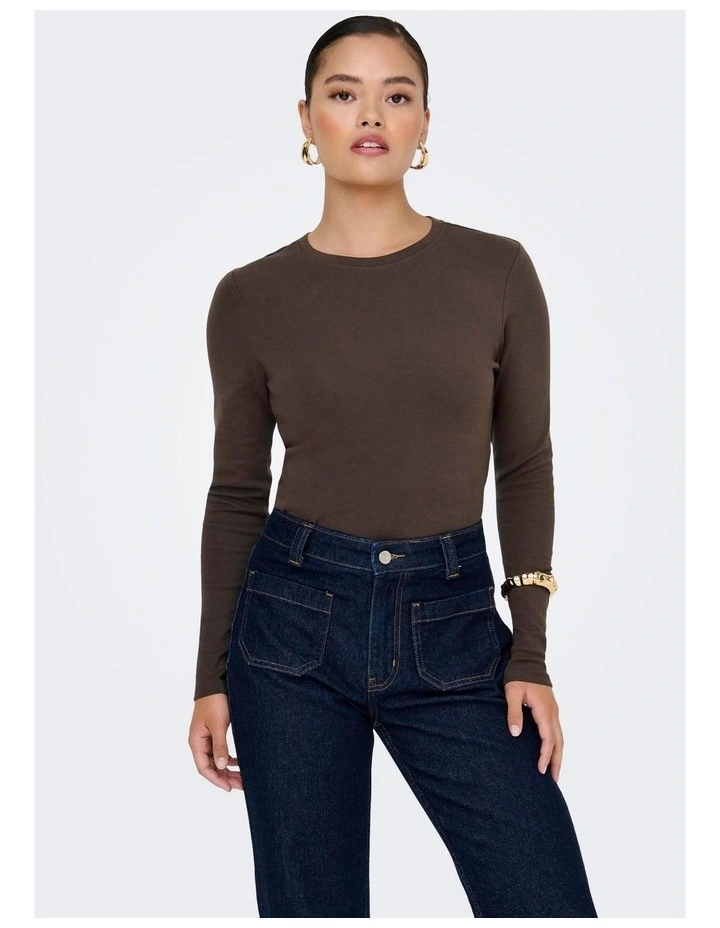 Riley Long Sleeve Top in Brown image 3