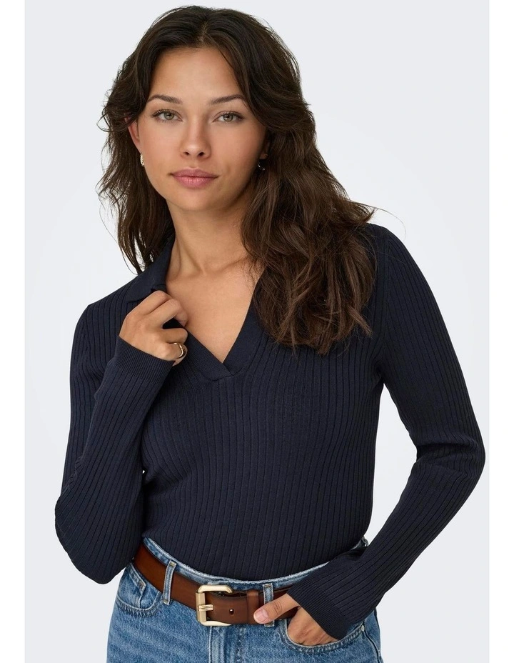 Kaya Polo Knit in Navy image 1
