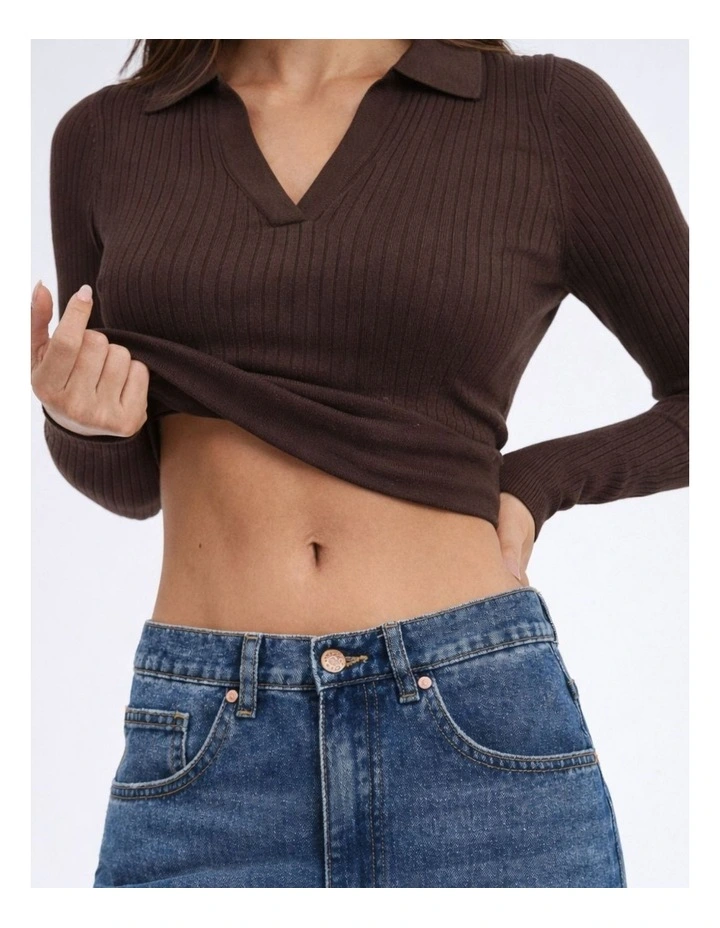 Kaya Polo Knit in Brown image 2