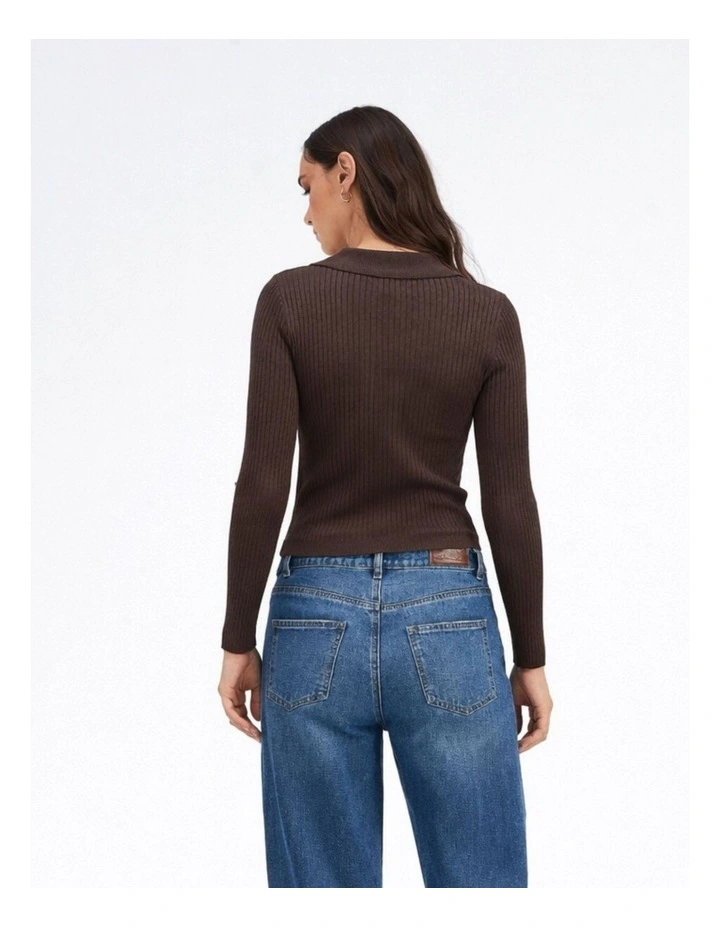 Kaya Polo Knit in Brown image 3