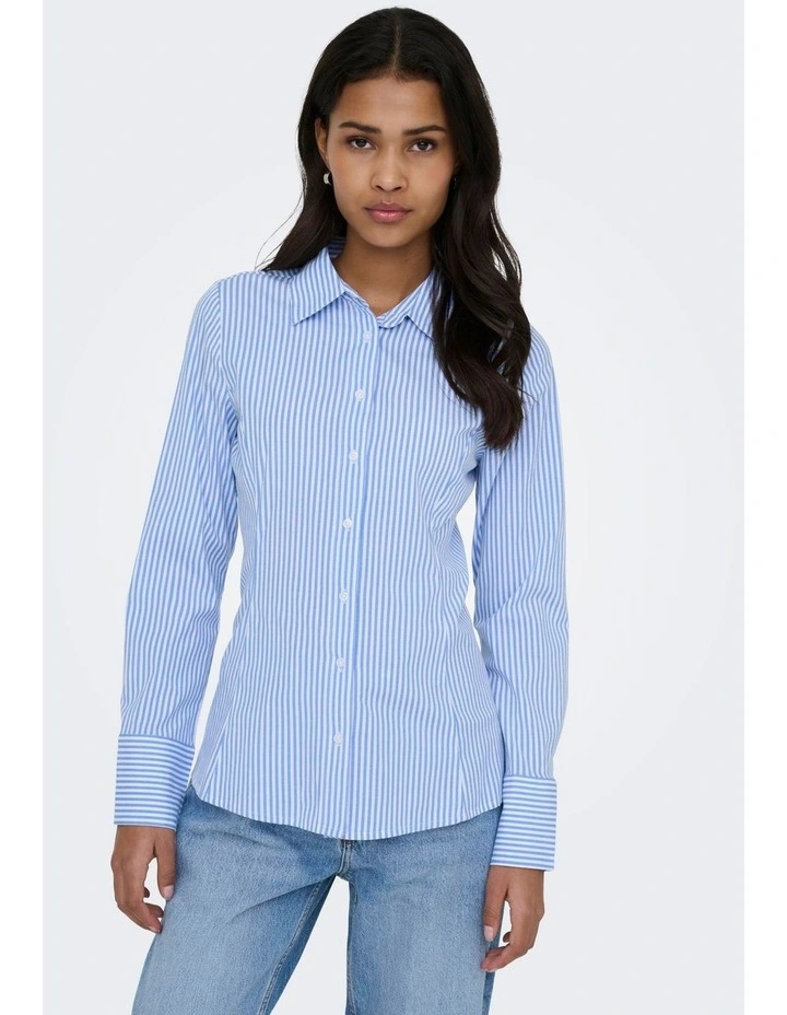 Bersa Stripe Fitted Shirt in Light Blue image 5