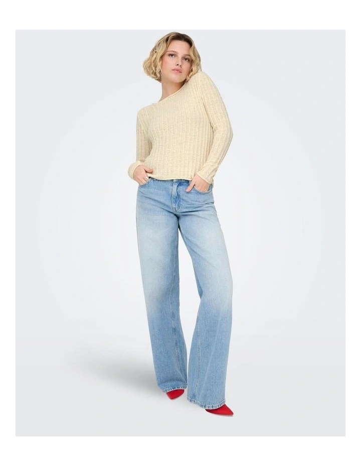 Pamela Ribbed Long Sleeve Top in Oatmeal image 3
