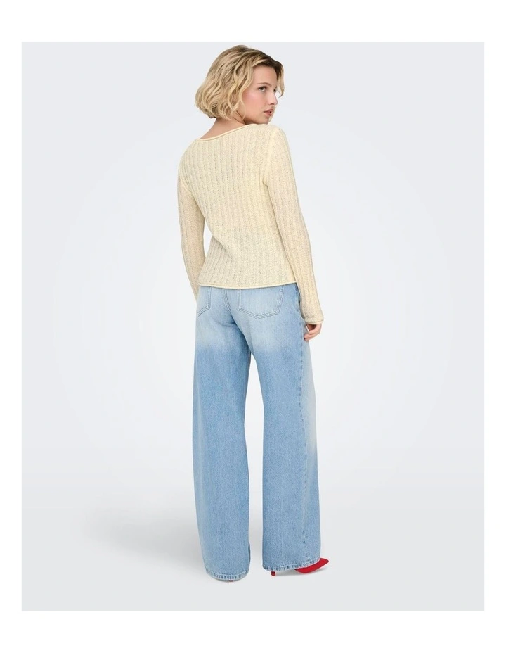 Pamela Ribbed Long Sleeve Top in Oatmeal image 4