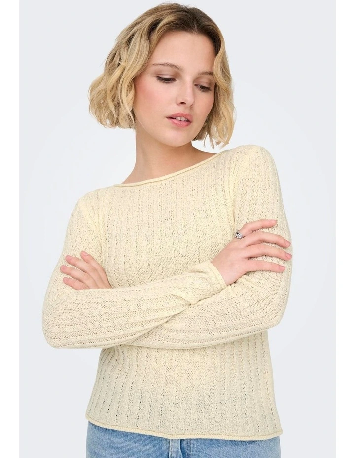 Pamela Ribbed Long Sleeve Top in Oatmeal image 5