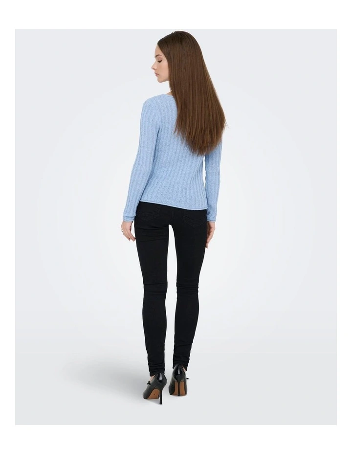 Pamela Ribbed Long Sleeve Top in Blue image 4