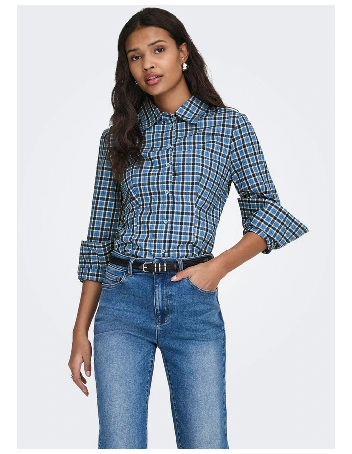 Marlo Fitted Check Shirt in Blue image 1