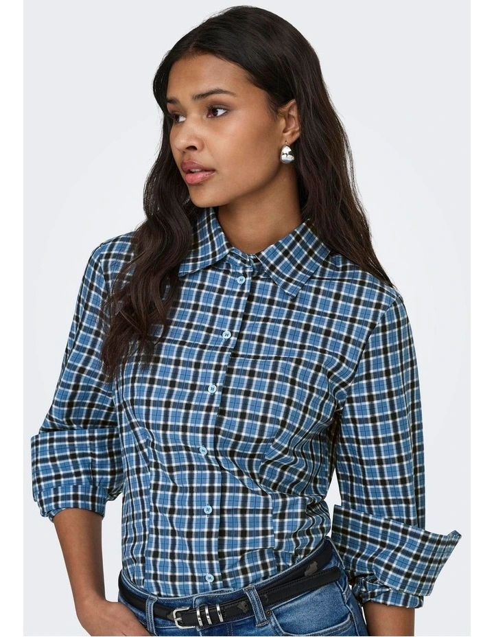 Marlo Fitted Check Shirt in Blue image 2