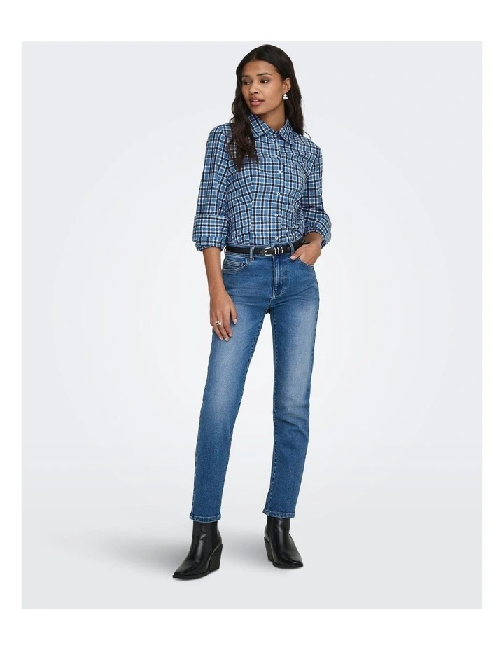 Marlo Fitted Check Shirt in Blue image 3