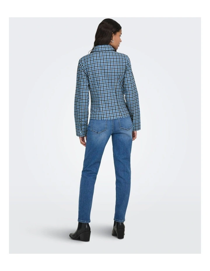 Marlo Fitted Check Shirt in Blue image 4