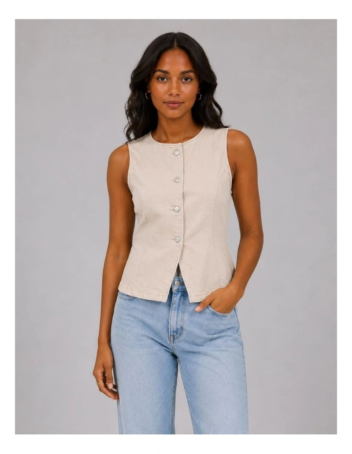 Everly Waistcoat Top in Cream image 1