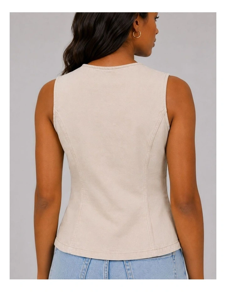 Everly Waistcoat Top in Cream image 2