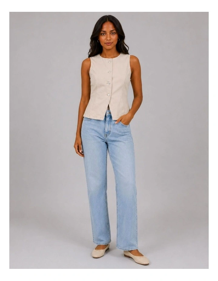 Everly Waistcoat Top in Cream image 3