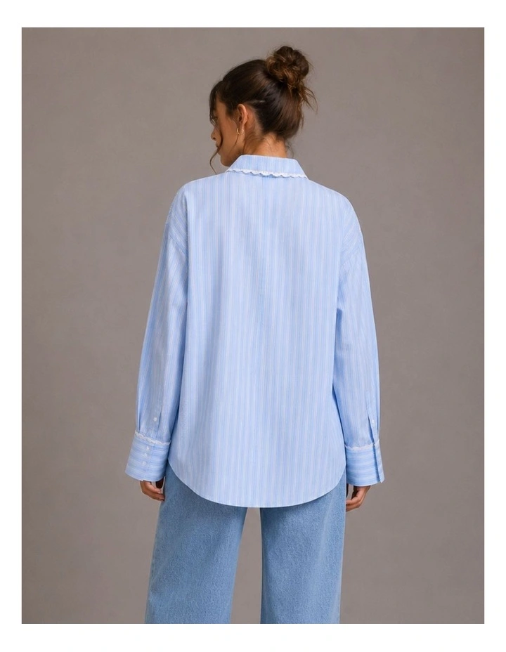 Osiris Striped Lace Shirt in Blue image 2