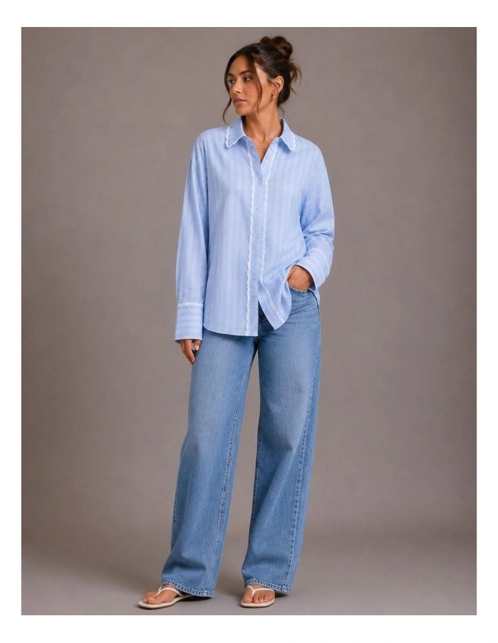 Osiris Striped Lace Shirt in Blue image 3