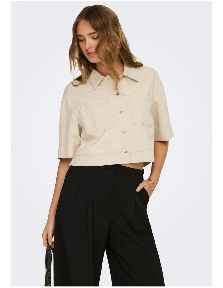 Cleo Shot Sleeve Shirt in Cream image 1