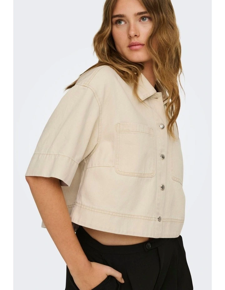 Cleo Shot Sleeve Shirt in Cream image 2