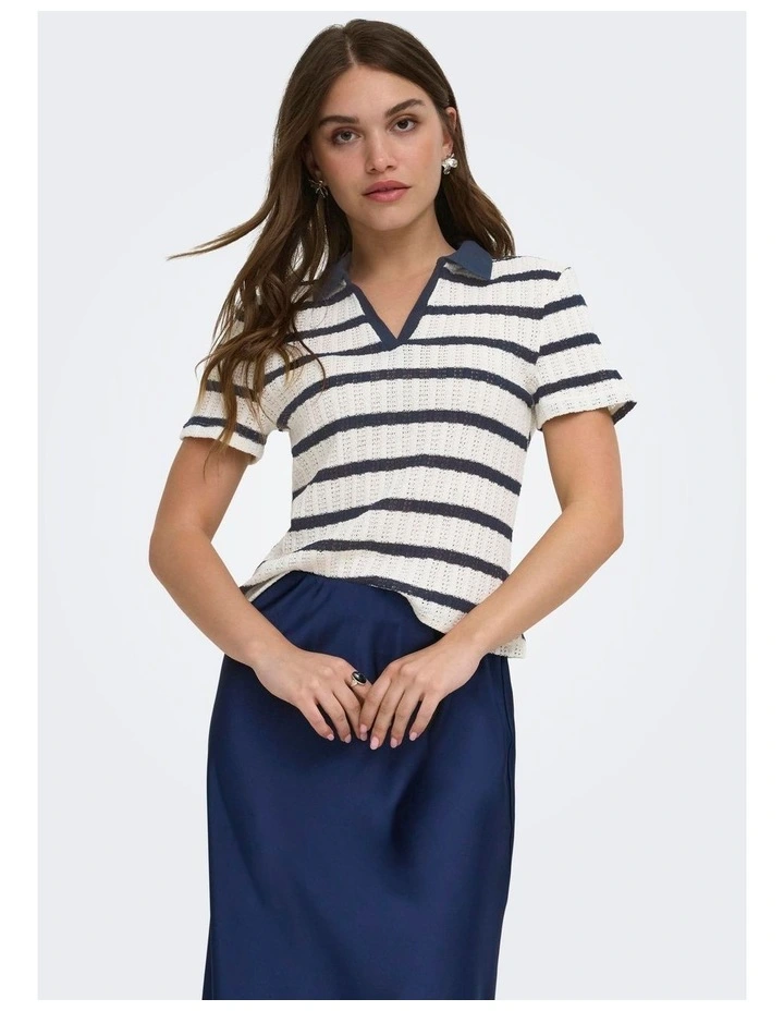 Halia Short Sleeve Top in Navy image 3