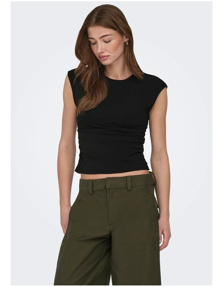 Mira Ruching Top in Black image 2