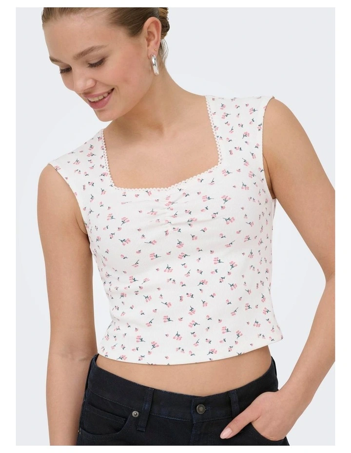 Fenja Short Sleeve Top in White image 2