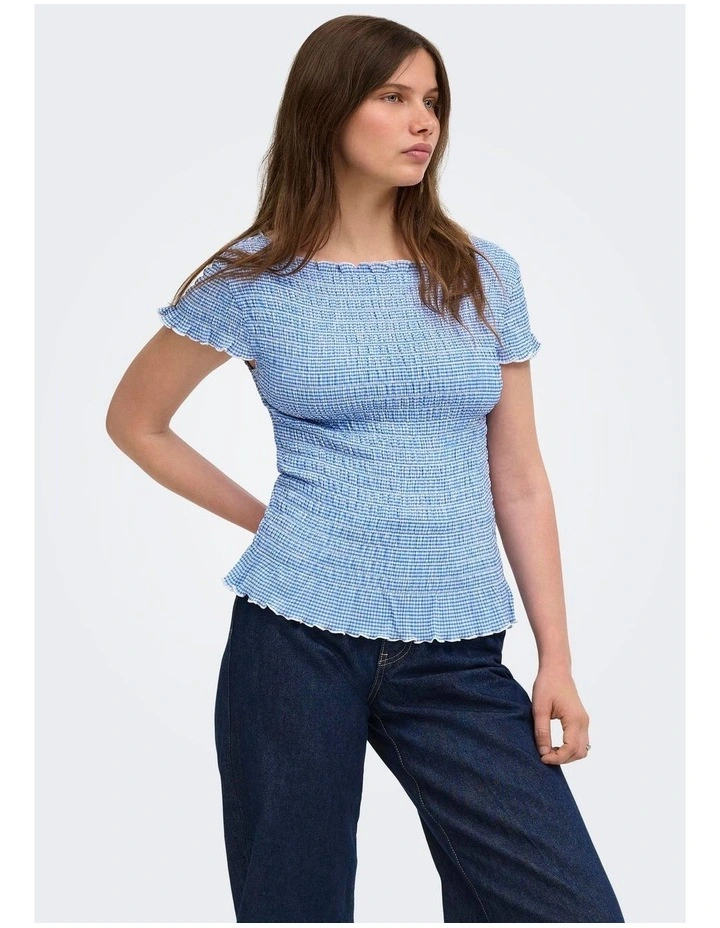 Celle Short Sleeve Top in Blue image 1