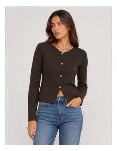 Scarlett Buttoned Cardigan in Chocolate
