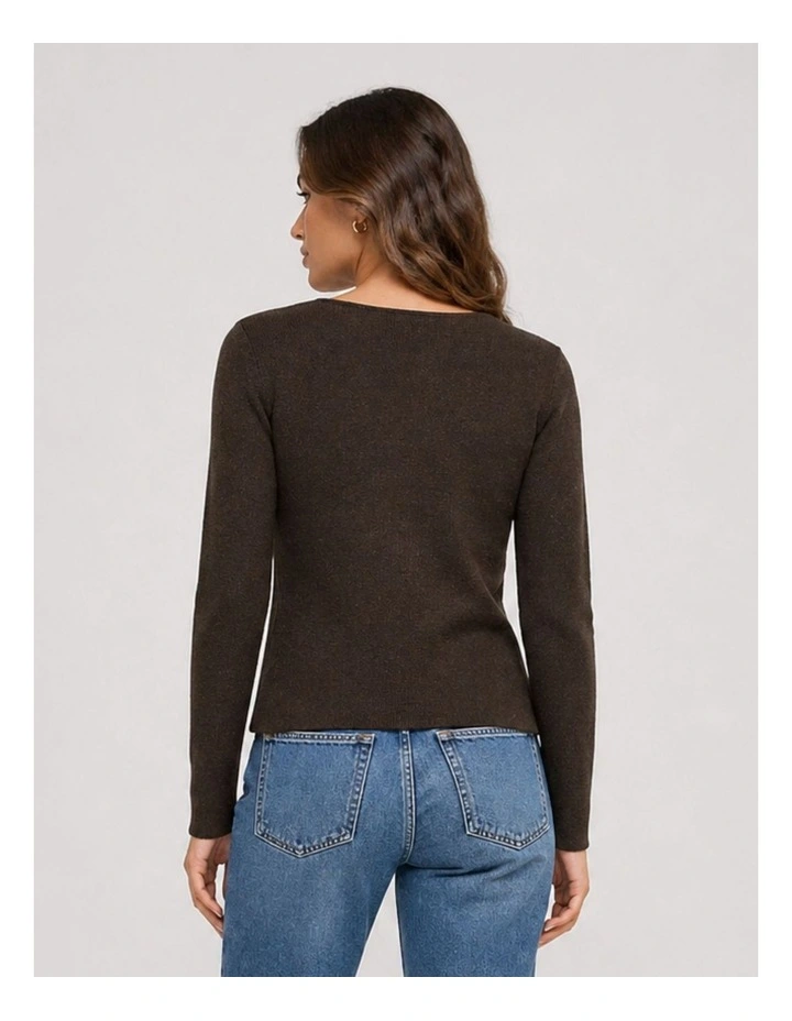 Scarlett Buttoned Cardigan in Chocolate image 2