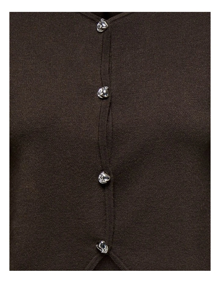 Scarlett Buttoned Cardigan in Chocolate image 3