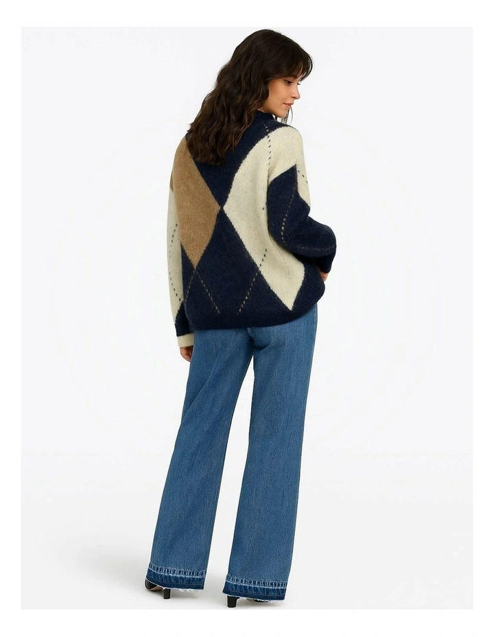 Noeme Printed Cardi in Navy image 2