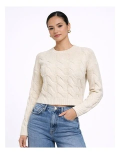 Elly Life Cable Knit Jumper in Cream