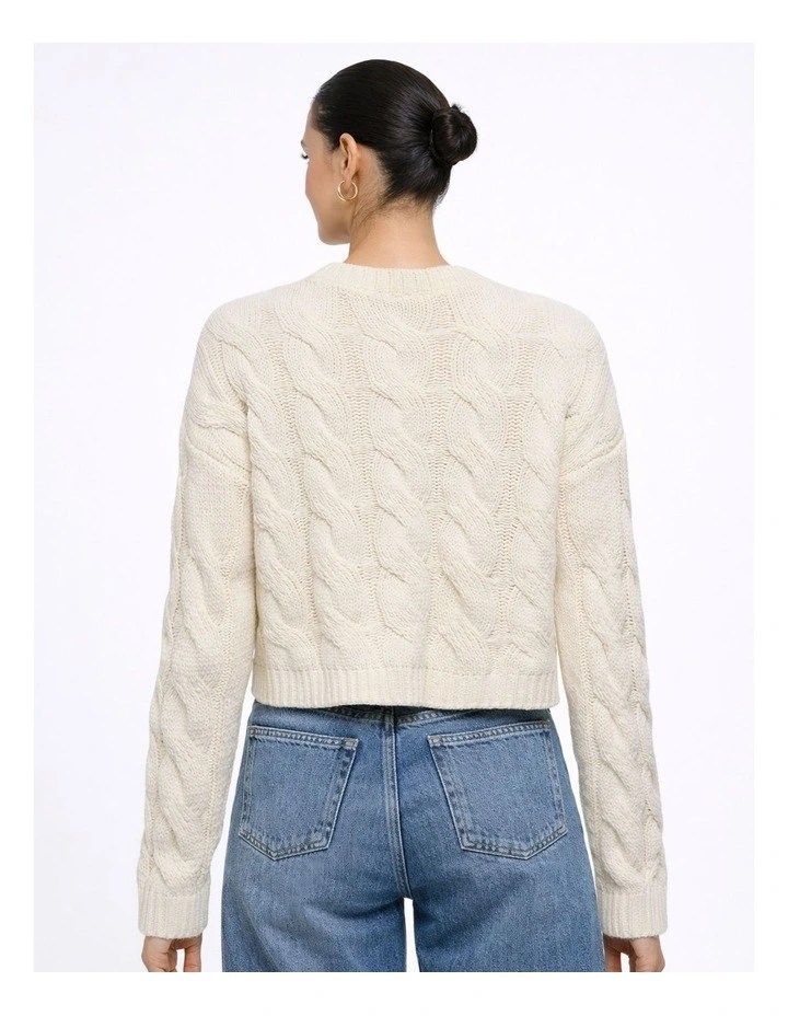 Elly Life Cable Knit Jumper in Cream image 2