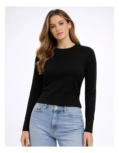 Libi Long Sleeve Fitted Knit in Black