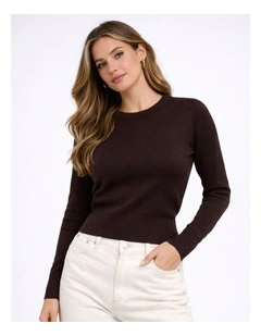 Libi Long Sleeve Fitted Knit in Chocolate