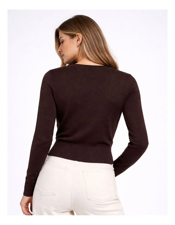 Libi Long Sleeve Fitted Knit in Chocolate image 2