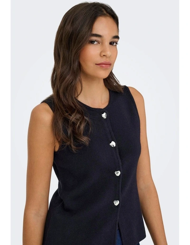 Libi Button Vest in Navy image 3